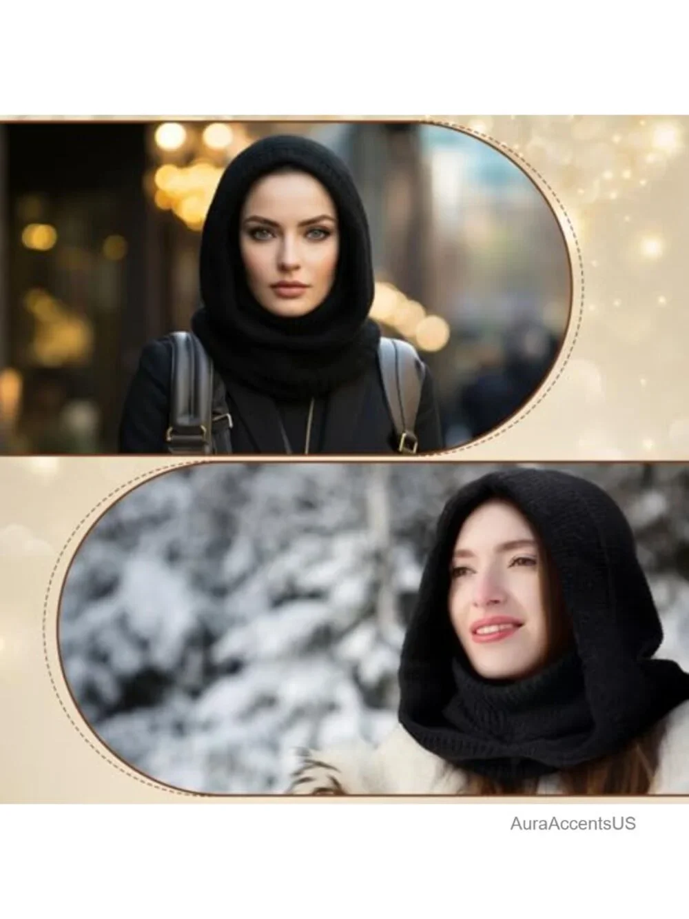 Knit Hooded Scarf Balaclava Winter Hat Women Men Outdoor Sports Warm Neck Gaiter